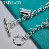 925 Silver Horse Shoe Boots Pendant Chain Bracelet Women