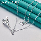 925 Silver Iron Tower Pendant Necklace For Women