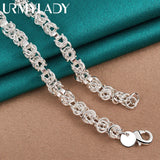 925 Silver Keel 18" Necklace Women Wedding Party Charm Jewelry
