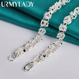 925 Silver Keel 18" Necklace Women Wedding Party Charm Jewelry