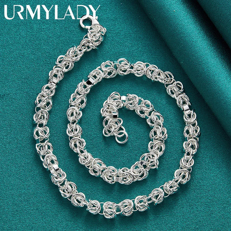 925 Silver Keel 18" Necklace Women Wedding Party Charm Jewelry