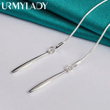 925 Silver Leaf Pendant Necklace with 22" Snake Chain