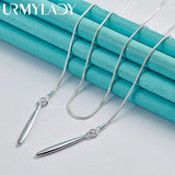 925 Silver Leaf Pendant Necklace with 22" Snake Chain
