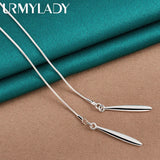 925 Silver Leaf Pendant Necklace with 22" Snake Chain