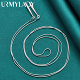 925 Silver Leaf Pendant Necklace with 22" Snake Chain