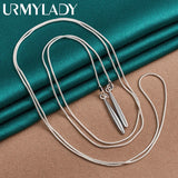 925 Silver Leaf Pendant Necklace with 22" Snake Chain