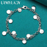 925 Silver Lentils Pendant Bracelet Women Wedding Party Jewelry
