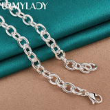 925 Silver Lock Pendant Necklace 18" for Women