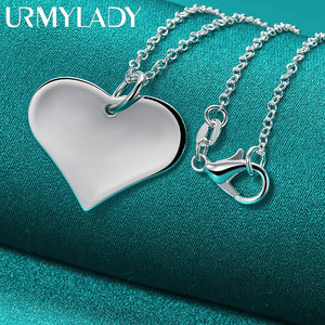 925 Silver Love Heart Pendant Necklace For Women Wedding Party Jewelry