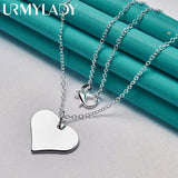 925 Silver Love Heart Pendant Necklace For Women Wedding Party Jewelry