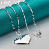 925 Silver Love Heart Pendant Necklace For Women Wedding Party Jewelry