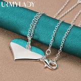 925 Silver Love Heart Pendant Necklace For Women Wedding Party Jewelry