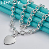 925 Silver Love Heart Pendant Necklace 18-Inch for Women