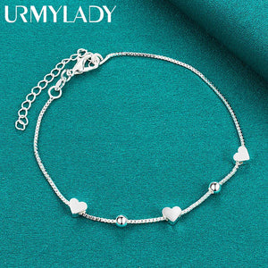 925 Sterling Silver Love Heart Bracelet For Women Wedding Gift