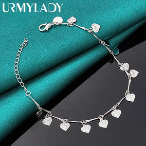925 Silver Love Heart Bracelet for Women Wedding Gift