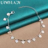 925 Silver Love Heart Bracelet for Women Wedding Gift