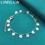 925 Silver Love Heart Bracelet for Women Wedding Gift
