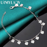 925 Silver Love Heart Bracelet for Women Wedding Gift