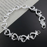 925 Silver Heart Chain Bracelet For Women Wedding Party