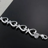 925 Silver Heart Chain Bracelet For Women Wedding Party