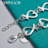 925 Silver Heart Chain Bracelet For Women Wedding Party