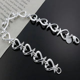 925 Silver Heart Chain Bracelet For Women Wedding Party