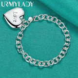 925 Silver Heart Photo Frame Bracelet for Women Wedding Gift