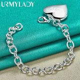 925 Silver Heart Photo Frame Bracelet for Women Wedding Gift