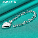 925 Silver Heart Photo Frame Bracelet for Women Wedding Gift