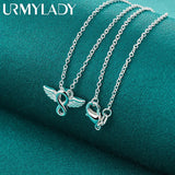 925 Silver Angel Wings Pendant Necklace Chain Wedding Jewelry