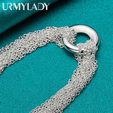 925 Silver Round Bracelet Many Chain Charm Wedding Party Jewelry