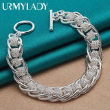 925 Silver Circle Chain Bracelet Wedding Party Jewelry