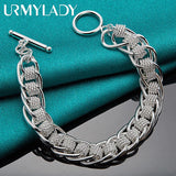 925 Silver Circle Chain Bracelet Wedding Party Jewelry