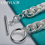 925 Silver Circle Chain Bracelet Wedding Party Jewelry