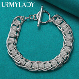 925 Silver Circle Chain Bracelet Wedding Party Jewelry