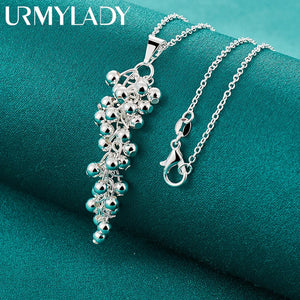 925 Silver Grape Beads Necklace 16-30 Inch