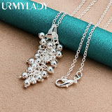 925 Silver Grape Beads Necklace 16-30 Inch