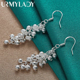 925 Silver Grape Beads Earrings for Women Wedding Party