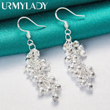 925 Silver Grape Beads Earrings for Women Wedding Party