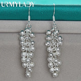 925 Silver Grape Beads Earrings for Women Wedding Party
