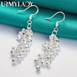 925 Silver Grape Beads Earrings for Women Wedding Party