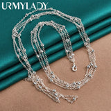 925 Sterling Silver Chain Bead Necklace for Women Wedding Party