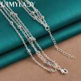 925 Sterling Silver Chain Bead Necklace for Women Wedding Party