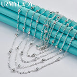 925 Sterling Silver Chain Bead Necklace for Women Wedding Party