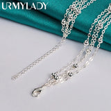 925 Sterling Silver Chain Bead Necklace for Women Wedding Party
