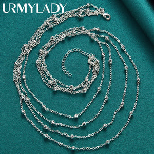 925 Sterling Silver Chain Bead Necklace for Women Wedding Party