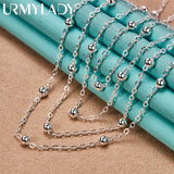 925 Sterling Silver Chain Bead Necklace for Women Wedding Party