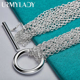 925 Silver Heart Charm Bracelet Multi-Chain Wedding Jewelry