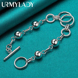 925 Silver Multi-Circle Ball Bead Chain Bracelet Wedding Party