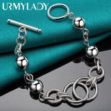 925 Silver Multi-Circle Ball Bead Chain Bracelet Wedding Party
